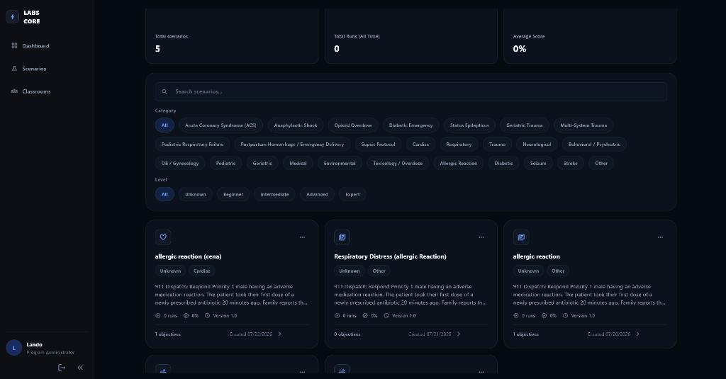 ERA Core Scenario Creation & Library View